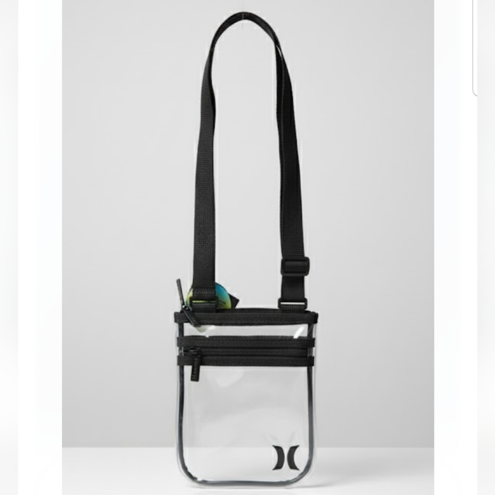 NEW! Hurley Clear Crossbody Bag with Black Strap NWT
